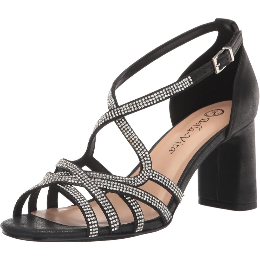 Bella Vita Women Aliette Strappy Evening Sandals Size US 12M Black Metallic